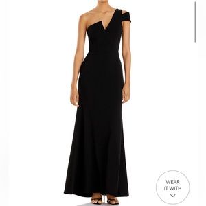 Aqua One Shoulder Ruffled Gown